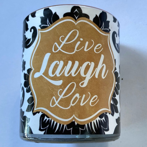 Pumpkin Spice LIVE LAUGH LOVE Paisley Gold Black White Design Candle 6 oz - Picture 7 of 11